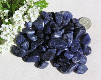 10 pulidas de cristal de sodalita azul, cristales azules, colección de cristales, chakras, piedra de meditación, piedra de preocupación, cristales de Virgo, curación