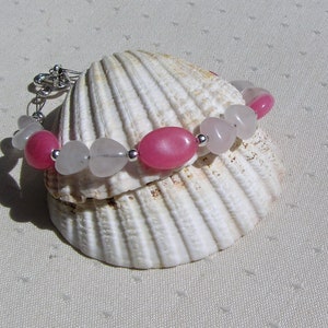 Pulseira de coração de chakra com pedras preciosas de morganita rosa e quartzo rosa &quot;Rose Love&quot;, pulseira rosa, pulseira de morganita, aniversário, amor
