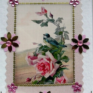 Blue Tit Garden Bird - Cartão de decoupage feito à mão - Em branco para qualquer ocasião (2710) Pássaro, Natureza, Dia dos Pais, Vida Selvagem, Dia das Mães, Jardim