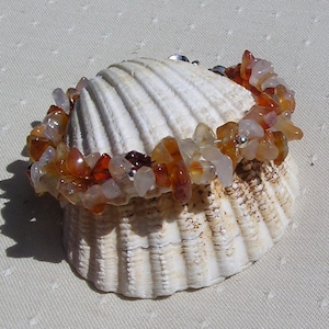 Carnelian Crystal Gemstone Beaded Chakra Bracelet "Orange Flush", Orange Bracelet, Chakra Bracelet, Carnelian Bracelet, Confidence, Healing