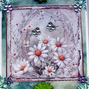 Fleurs de marguerite oeil de boeuf sauvage, carte de voeux de découpage fabriquée à la main, carte multicouche vierge (2852), carte de rétablissement, carte d'anniversaire, sympathie
