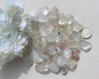 8 White Topaz Crystal Tumblestones, Silver Topaz, Clear Topaz, Chakra Crystals, Meditation Stone, Crystal Collection, White Crystals