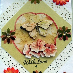 Vlinder - handgemaakte 3D-wenskaart decoupage - met liefde (2788) Vlinder, insect, natuur, Vaderdag, dieren in het wild, Moederdag Tuin