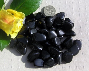 8 piedras pulidas de obsidiana negra en forma de guijarro, cristales negros, cristales de chakras, piedras de meditación, cristales para el dolor, antiestrés.