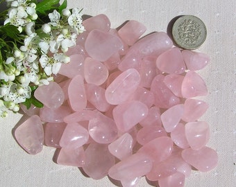 10 Rose Quartz Crystal Tumblestones, Chakra Crystals, Crystal Collection, Pink Crystals, Meditation Stone, Love Stone, Leo Crystal