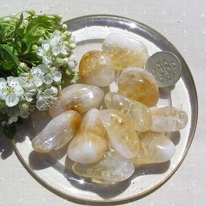 10 Citrine Quartz Crystal Polished Tumblestones, Yellow Crystals, Chakra Crystals, Meditation Stone, Crystal Collection, Quartz Crystals image 2