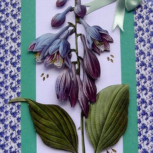 Fleur d'hosta bleue, carte de découpage fabriquée à la main, vierge pour toutes les occasions (2840), carte superposée, carte de rétablissement, carte d'anniversaire, carte de fleurs