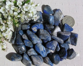 8 Lapis Lazuli Crystal Tumblestones, Blue Crystals, Crystal Collection, Meditation Stone, Libra, Sagittarius, Worry Bead, Courage, Crafting