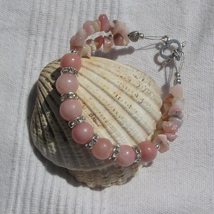 Pink Opal Crystal Gemstone Chakra Beaded Bracelet &quot;Pink Whisper&quot; Opal Bracelet, Pink Bracelet, Chakra Bracelet, Good Luck Bracelet, Mystical