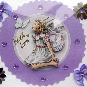 Fee - handgefertigte 3D Decoupage Grußkarte, Geburtstagskarte, Feenkarte, mehrschichtige Karte, Fantasykarte, Muttertag