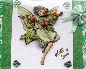 Fairy - Hand Crafted 3D Decoupage Card, With Love (2531), Birthday Card, Fairy Card, Layered Card, Fantasy Card, Mothers Day