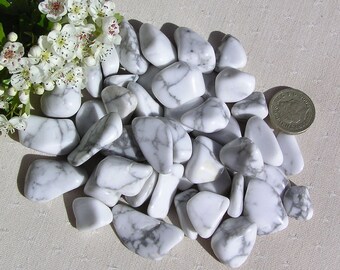 12 White Howlite Crystal Polished Tumblestones, White Crystals, Chakra Crystals, Crystal Collection, Reiki, Jewelry Making, Meditation Stone