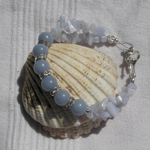 Angelite & Blue Lace Agate Crystal Gemstone Chakra Bracelet &quot;Harmony&quot;, Angelite Bracelet, Chakra Bracelet, Blue Bracelet, Agate Bracelet