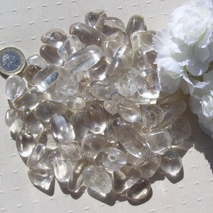 Piedras rodadas de cuarzo champán, piedra curativa Reiki, juego de 8