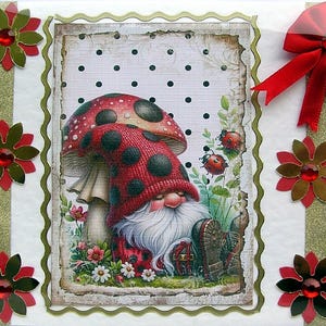Nain coccinelle - carte de voeux de découpage fabriquée à la main, vierge pour toutes les occasions (2702), carte d'anniversaire, carte de fée, carte en couches, carte de fantaisie