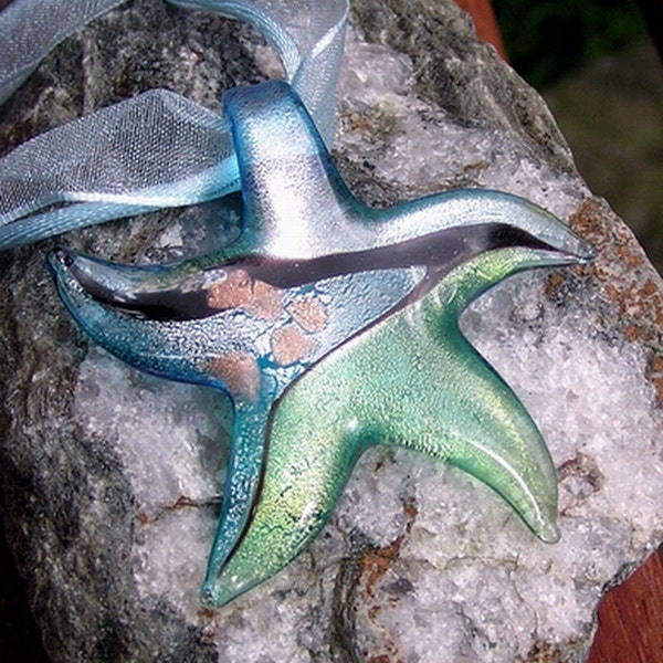 Glass Starfish Pendant - Murano Style -  Special Offer