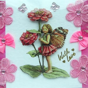 Fee - Handgefertigte 3D Decoupage Grußkarte, Glückwunschkarte (2879), Geburtstagskarte, Märchenkarte, Fantasy Karte, Muttertag