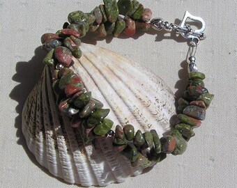 Unakite Crystal Gemstone Beaded Chakra Bracelet "Teagan", Unakite Bracelet, Chakra Bracelet, Green Bracelet, Summer Bracelet, Third Eye