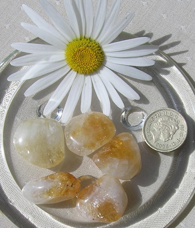 10 Citrine Quartz Crystal Polished Tumblestones, Yellow Crystals, Chakra Crystals, Meditation Stone, Crystal Collection, Quartz Crystals image 3