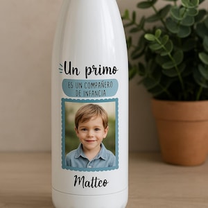 Personalized bottle with photo, name or words, souvenir, gift, sports, water bottle, to keep drinks cold or hot