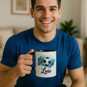 Personalized Soccer Mug with Soccer Bracelet – Your Name, Your Passion! Gift Idea