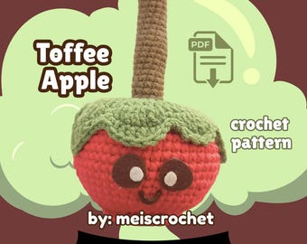 Patrón de ganchillo de manzana acaramelada / Tutorial de amigurumi de manzana otoñal / Peluche de manzana acaramelada sin coser / Adorable decoración de ganchillo otoñal / Patrón en PDF