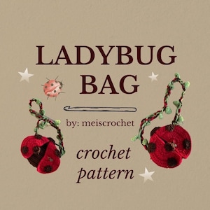 Wzór szydełkowy torby Ladybug w formacie PDF, łatwy wzór cyfrowy na torbę szydełkową o fantazyjnej naturze