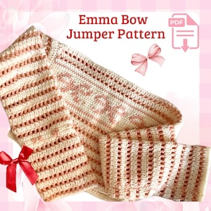 エマ・ボウ・ジャンパーのかぎ針編みパターン：DIYコケットセーター（PDFデジタルダウンロード）