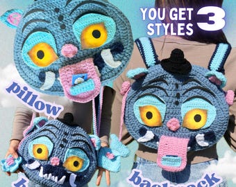 TTEOKI the TIGER Bag, Backpack, Pillow, Plushie l inspired by Derpy the Tiger K-pop Demon Hunters, KDH, Crochet Pattern