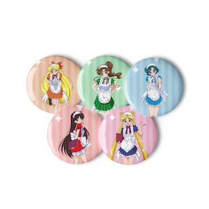 Sailor Moon Maids (fan art) Conjunto de botões de alfinetes