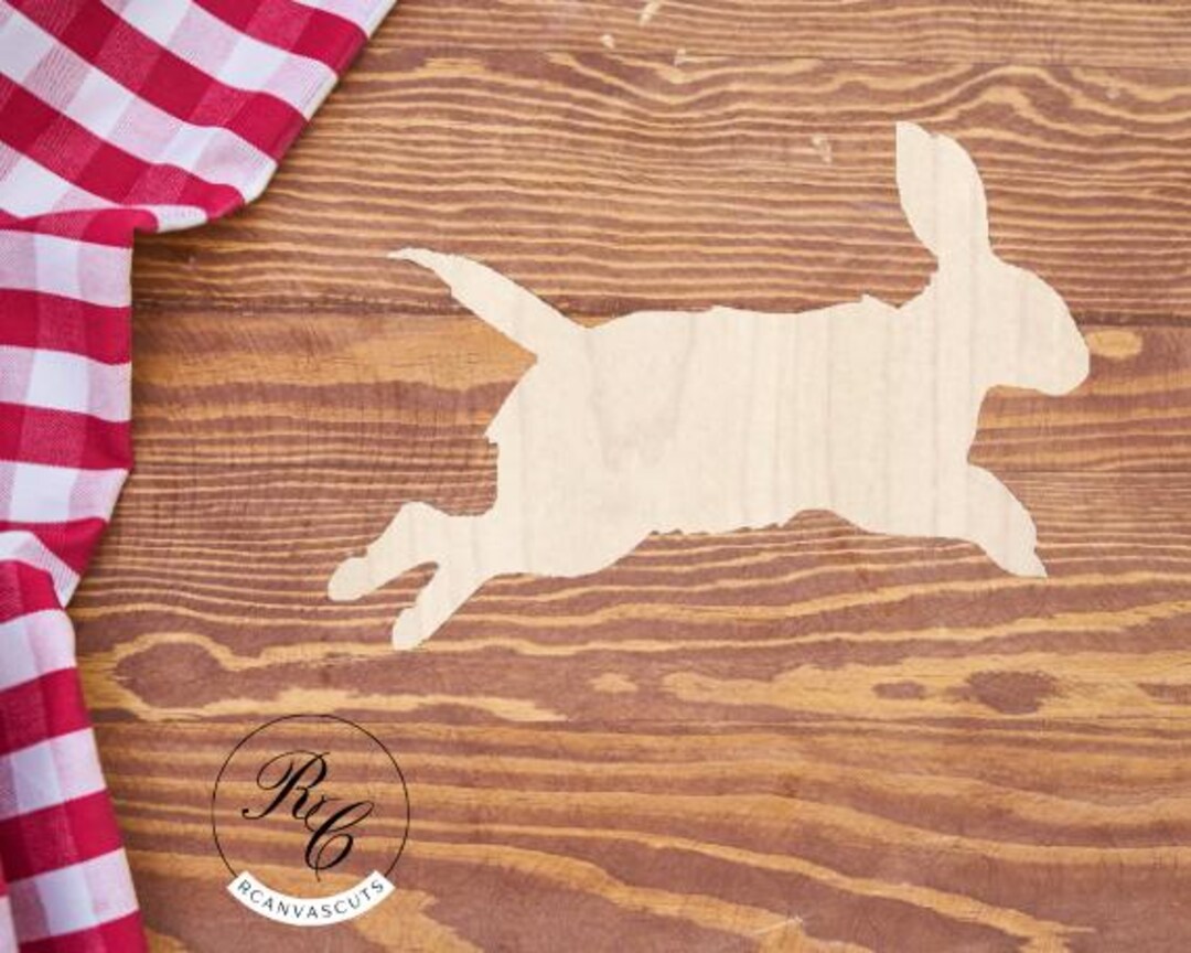Running Rabbit Silhouette Wood Cutouts - Unfinished Laser Shapes for ...