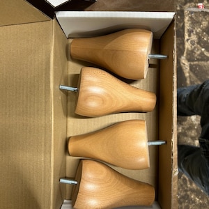 set van 4 lichthouten meubelpoten Simba, 130 mm hoog