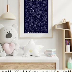 Arte de pared con mapa celestial, arte original para la decoración de habitaciones infantiles y guarderías, arte de pared con mapa del cielo nocturno, regalo para guarderías, mapa estelar personalizado, regalo de astronomía