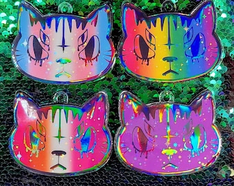 Holographic Acrylic Hell Cat Charm