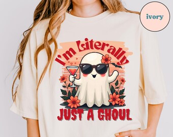 Just A Girl Shirt, Trendy Halloween Tshirt,  Ghost Tee, Summer Halloween Beach Shirt, Summerween Tee, Trendy Summer