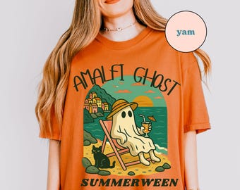 Summerween Shirt, Almafi Summer Shirt, Ghost Tee, Spooky Summer Shirt, Summer Halloween Beach Shirt, Summerween Tee, Comfort Colors Shirt