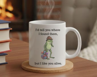 Rolig grodmugg, mememugg, udda grodälskarmugg, humoristisk citatgåva, grodkaffekopp, 30 cl, lärarmugg