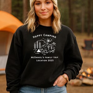 Personalized Happy Camping Sweatshirt Matching Family Campfire Shirt
