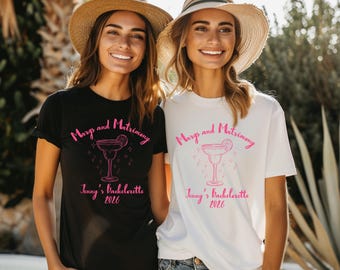 Personalized Margs and Matrimony Bachelorette T-Shirt: Custom Bridal Party Hen Do