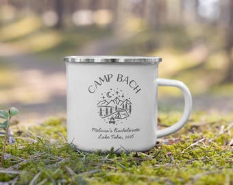 Personalized Camp Bach Enamel Mug: Bachelorette Party Favor