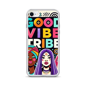 ポジティブなメッセージギフト Good Vibe Tribe iPhone®用クリアケース ポジティブな雰囲気を持つ友人へのギフト Boho Friend Gift