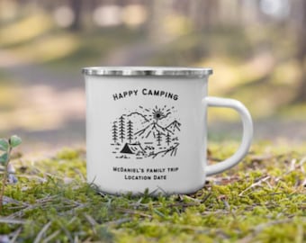 Personalized Enamel Camping Mug: Camper Van Gift for Travelers