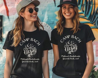 Personalized Camp Bach Bachelorette T-Shirt: Custom Hen Party Camping Gift