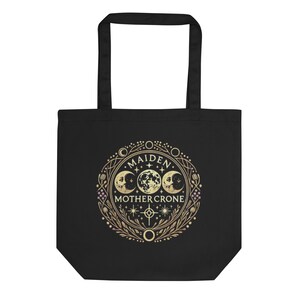 Feminist Gift  Maiden Mother Crone Eco Organic Tote Bag colorful sustainability conscious smash the patriarchy gift for her witchy era