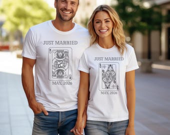 Matching New Husband and Wife Queen of Hearts Wedding T-shirt