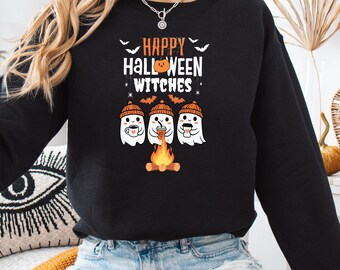 Happy Halloween Hexen Pullover: Spooky Goth Grafik Sweatshirt
