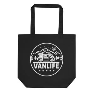 Happy Camper Geschenk Van Life Bio-Einkaufstasche Abenteuer, Urlaub Camping, Wandern, Naturliebhaber, Abenteuerreisen Geschenk Leben im Freien