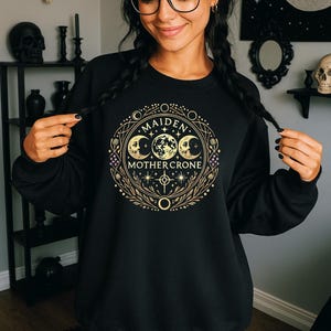 Maiden Mother Crone Sweatshirt Triple Goddess Hecate Feminist Witch Gift