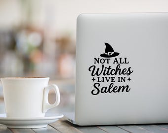 Vinylsticker heks: Halloween-laptop, beker, spiegelsticker