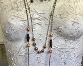 Clearance, Closeout, Bohemian Fringe Necklace, Multi Strand Necklace, Brown Boho Necklace, Statement Necklace, Assemblage Necklace